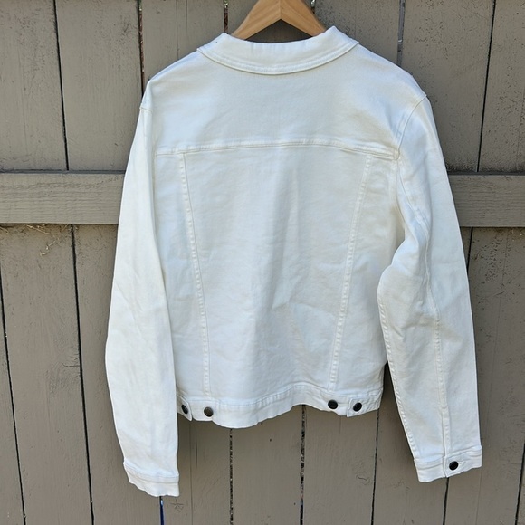 NWT Si Tu Veux White Collage Denim Jacket Sz Large Luxury Denim - Picture 8 of 10